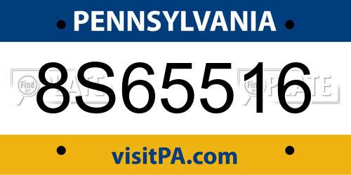 8S65516 Pennsylvania License Plate