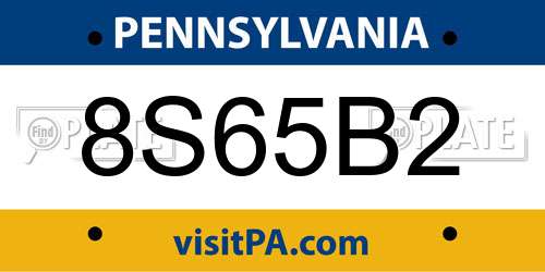 8S65B2 Pennsylvania License Plate