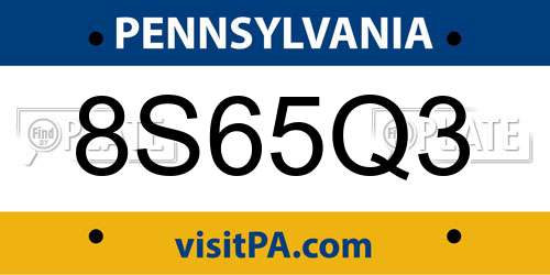 8S65Q3 Pennsylvania License Plate