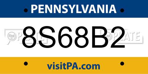 8S68B2 Pennsylvania License Plate