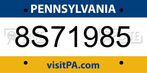 8S71985 Pennsylvania License Plate