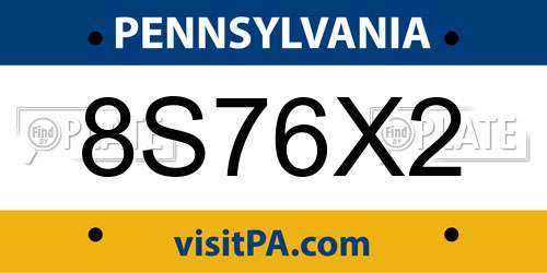8S76X2 Pennsylvania License Plate