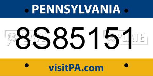8S85151 Pennsylvania License Plate