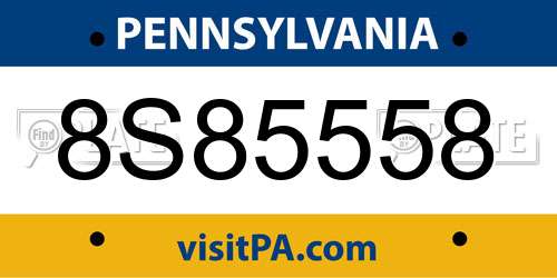 8S85558 Pennsylvania License Plate