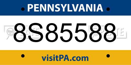 8S85588 Pennsylvania License Plate