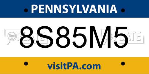 8S85M5 Pennsylvania License Plate