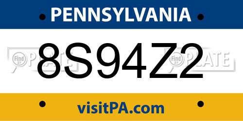 8S94Z2 Pennsylvania License Plate