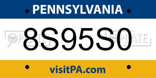 8S95S0 Pennsylvania License Plate