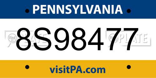 8S98477 Pennsylvania License Plate