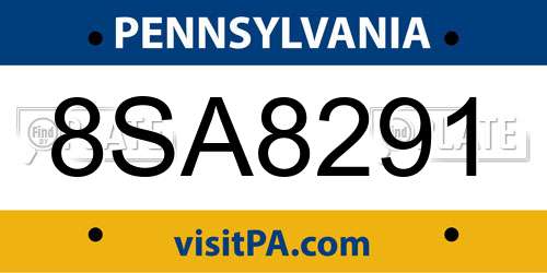 8SA8291 Pennsylvania License Plate