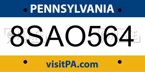 8SAO564 Pennsylvania License Plate