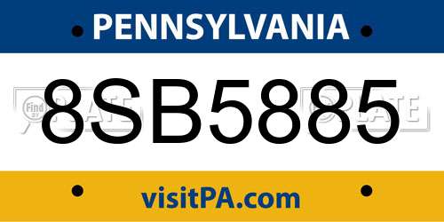 8SB5885 Pennsylvania License Plate
