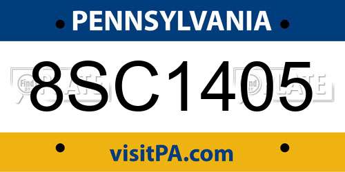 8SC1405 Pennsylvania License Plate