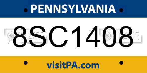 8SC1408 Pennsylvania License Plate