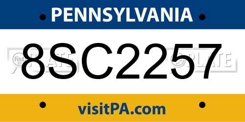 8SC2257 Pennsylvania License Plate