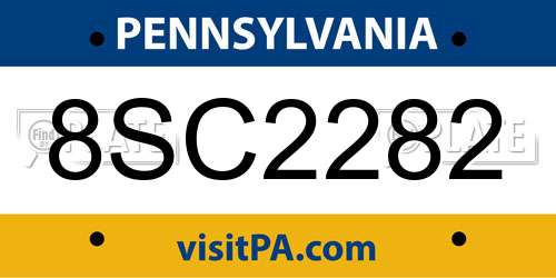 8SC2282 Pennsylvania License Plate