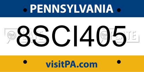 8SCI405 Pennsylvania License Plate