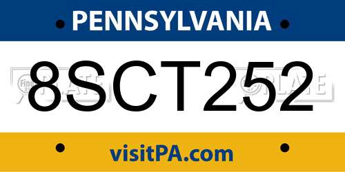 8SCT252 Pennsylvania License Plate