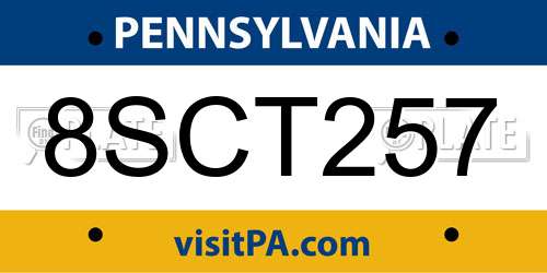8SCT257 Pennsylvania License Plate