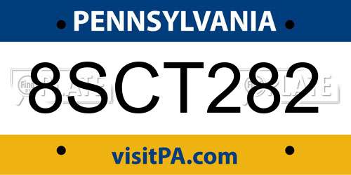 8SCT282 Pennsylvania License Plate