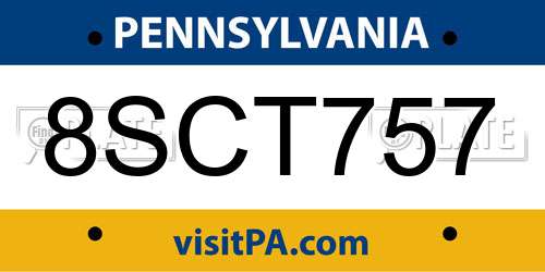 8SCT757 Pennsylvania License Plate