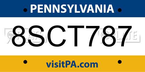 8SCT787 Pennsylvania License Plate
