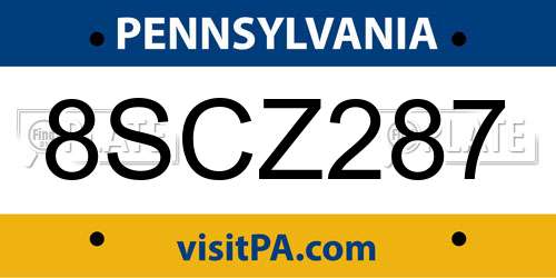 8SCZ287 Pennsylvania License Plate