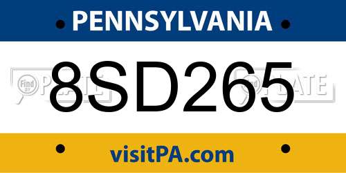 8SD265 Pennsylvania License Plate