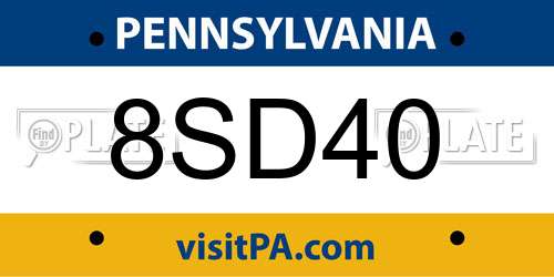 8SD40 Pennsylvania License Plate
