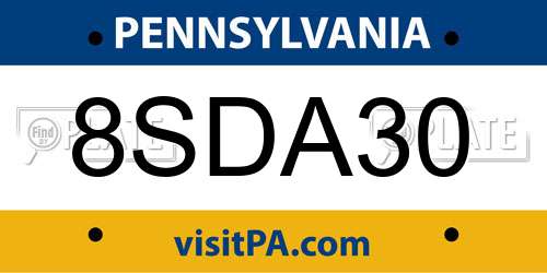 8SDA30 Pennsylvania License Plate
