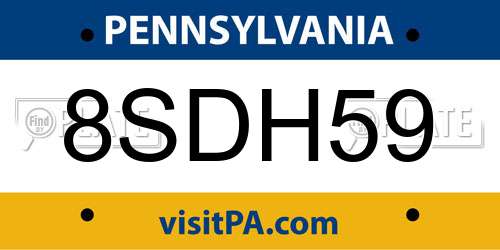8SDH59 Pennsylvania License Plate