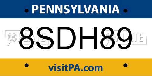 8SDH89 Pennsylvania License Plate