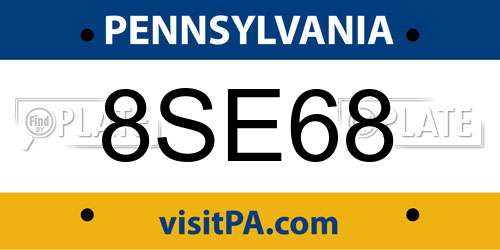 8SE68 Pennsylvania License Plate