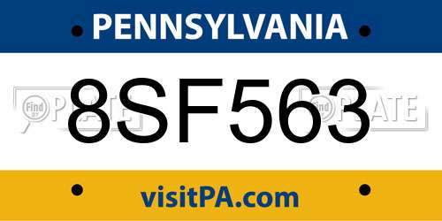 8SF563 Pennsylvania License Plate