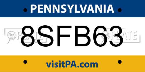 8SFB63 Pennsylvania License Plate