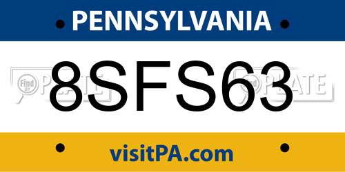8SFS63 Pennsylvania License Plate