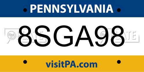 8SGA98 Pennsylvania License Plate