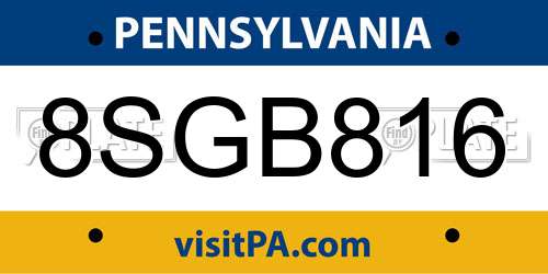 8SGB816 Pennsylvania License Plate