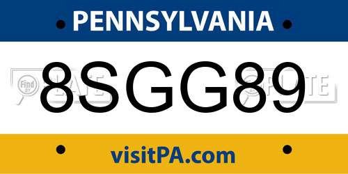 8SGG89 Pennsylvania License Plate