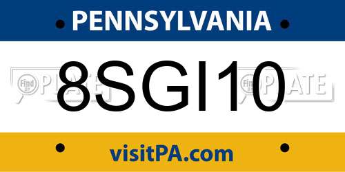8SGI10 Pennsylvania License Plate