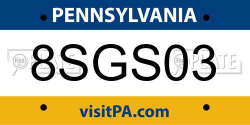 8SGS03 Pennsylvania License Plate