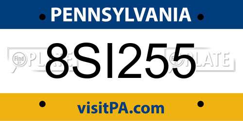 8SI255 Pennsylvania License Plate