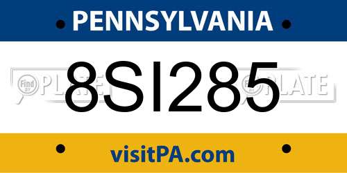 8SI285 Pennsylvania License Plate
