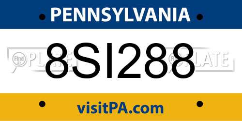8SI288 Pennsylvania License Plate