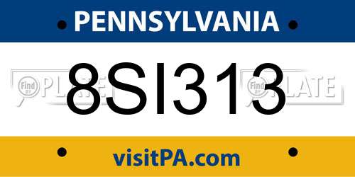 8SI313 Pennsylvania License Plate