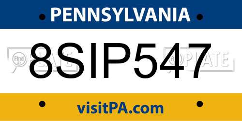 8SIP547 Pennsylvania License Plate