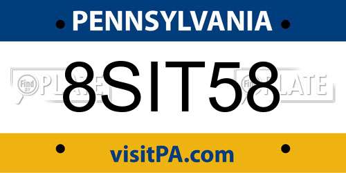 8SIT58 Pennsylvania License Plate