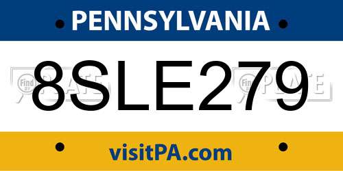 8SLE279 Pennsylvania License Plate