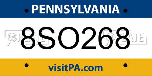 8SO268 Pennsylvania License Plate