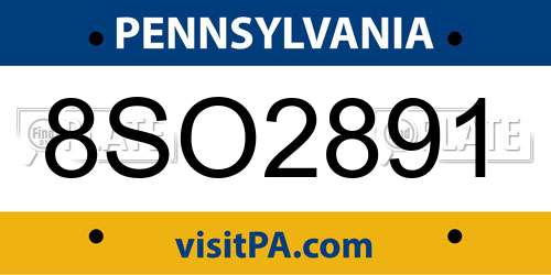 8SO2891 Pennsylvania License Plate